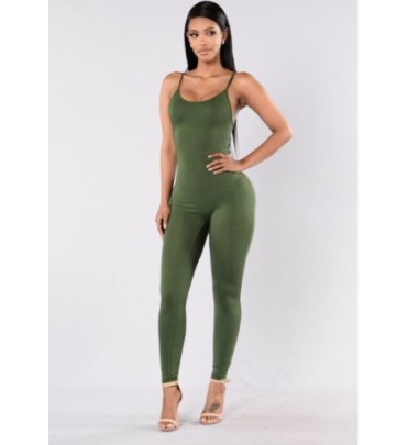 Tight Suspender Low-cut Backless Solid Color Jumpsuit (multicolor) NSWMZ125211