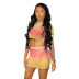 gradient mesh printing short-sleeved top sheath skirt suit NSDLS125335
