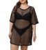 plus size hollow short sleeve round neck solid color perspective beach outdoor cover-up NSOY125341