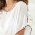 loose lace-up backless short sleeve mixed color see-through beach outdoor cover-up NSOY125342