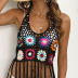 hand hook long tassel hanging neck backless mixed color beach outdoor cover-ups NSOY125346