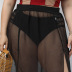 Falda transparente de color sólido con abertura en la cintura alta elástica de talla grande NSOY125350