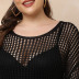 plus size hollow round neck long sleeve see-through beach outdoor cover-up NSOY125351