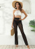 high waist slim solid color see-through beach pants NSOY125353