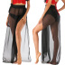 high waist lace-up long solid color chiffon see-through beach skirt NSOY125358