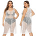 plus size sleeveless low-cut hollow perspective beach outdoor cover-up NSOY125360