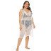 plus size sleeveless low-cut hollow perspective beach outdoor cover-up NSOY125360