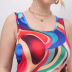 plus size Printing sleeveless round neck slim Long Dress NSOY125364