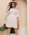 one-word shoulder short sleeve hollow lace-up solid color beach outdoor cover-up dress NSOY125366