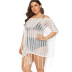 plus size loose short sleeve tassel solid color perspective beach outdoor cover-up NSOY125367