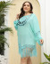 plus size fringed hollow long sleeve loose solid color beach outdoor cover-up NSOY125373