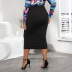 plus size buttons solid color high waist slim mid-length skirt NSOY125376