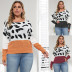 plus size round neck long sleeve slim Leopard Print Sweater NSOY125378