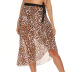 falda de playa de chifón con estampado de leopardo y cordones con volantes irregulares NSOY125384