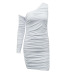 slanted shoulder single-long sleeve tight solid color dress NSBCG125413