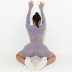 conjunto de yoga de pantalones cortos de levantamiento de cadera de cintura alta ajustados de punto sin costuras de color sólido NSNS125425
