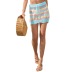 hollow high waist lace-up slim contrast color beach skirt NSOY125434