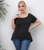 plus size round neck hollow short-sleeved solid color T-shirt NSOY125436