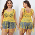 plus size hollow tassel sleeveless solid color beach vest cover-ups NSOY125437