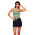 printing bohemian backless tube top lace-up vest NSOY125439