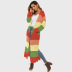 loose long sleeve long contrast color striped knitted Cardigan NSOY125441
