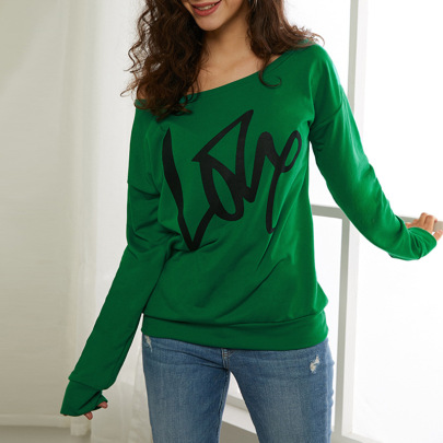 Print Round Neck Slim Long-sleeved Sweatshirt NSOY125442
