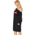 lip print slanted shoulder sequin long sleeve loose sweatshirt dress NSOY125443