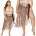falda de playa de gasa con tirantes irregulares con volantes y estampado de leopardo de talla grande NSOY125445