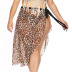 plus size leopard print irregular ruffled straps chiffon beach skirt NSOY125445