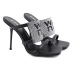 square toe one-word belt rhinestone high heel slippers NSGXL125447