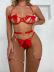 solid color hollow bow metal chain three-piece lingerie set NSMDN125476