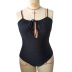 plus size sling lace-up backless hollow solid color one-piece swimsuit NSJHD125483