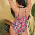 plus size sleeveless backless stitching floral mesh one-piece swimsuit NSJHD125484