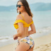 printing low-cut sling backless mid waist bikini two-piece set NSJHD125490