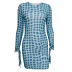 long-sleeved round neck tight short polka dots dress NSBCG125506