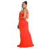 solid color halter neck backless fringed dress NSCYF125541
