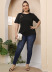 plus size hollow short-sleeved roune neck slim solid color T-shirt NSOY125563