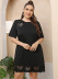Plus Size Hollow round neck short sleeve slim solid color Dress NSOY125564