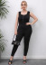 plus size zipper solid color tight elastic sleeveless jumpsuit NSOY125571