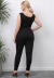 plus size zipper solid color tight elastic sleeveless jumpsuit NSOY125571