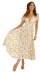 short-sleeved floral printed V-neck large swing dress NSHFC125582