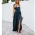 solid color V-neck pullover sleeveless mid-waist dress NSHFC125604