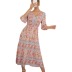 rayon printing V-neck half-sleeve bohemian style holiday dress NSHFC125605
