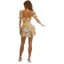 V-neck strapless backless pleated printed layered dress NSHFC125610