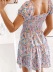 Square Neck Wrap Breast Short Sleeve Floral Print layered Dress NSHFC125613