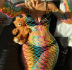 hollow rainbow mesh fishnet net swimwear cover-up NSMDN125647