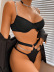 solid color metal decor lace hollow with underwire three pieces underwear  NSMDN125653