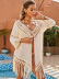 hand hook lace fringed hollow woven beach blouse NSFH125705