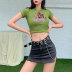 letter printing round neck short-sleeved crop T-shirt NSFH125711