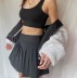 solid color pleated skirt with leggings NSFH125716
